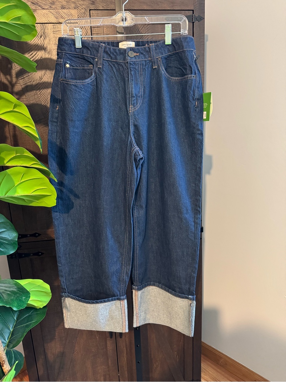 kate spade Dark Blue Wide-Leg Cuffed Jeans